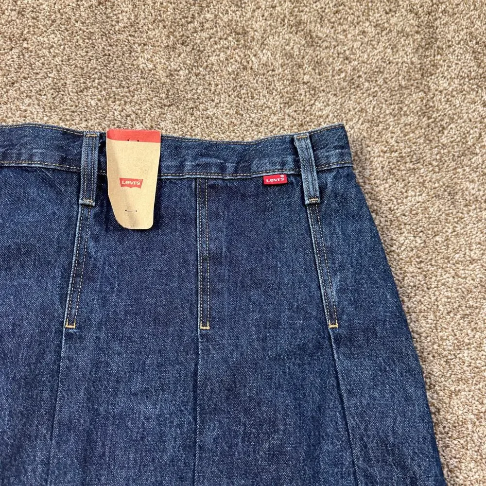 Levi's Pleated Denim Jean Mini Skirt NWT Size 34 Academia Schoolgirl Y2K A-Line